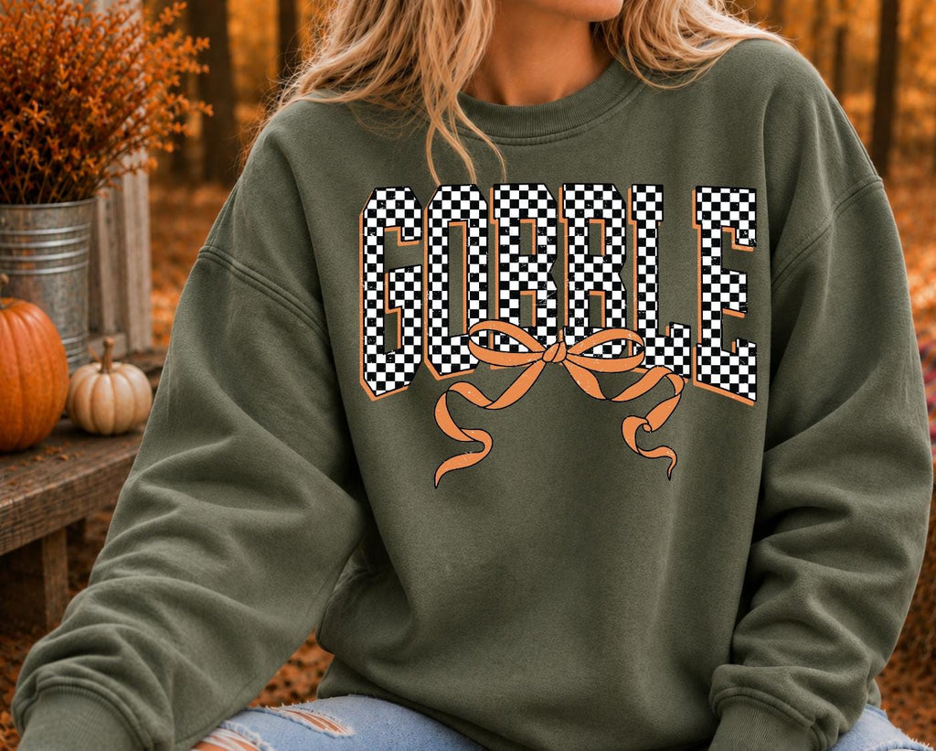 Checkered Gobble Shirt, Thanksgiving shirt, family thanksgiving
