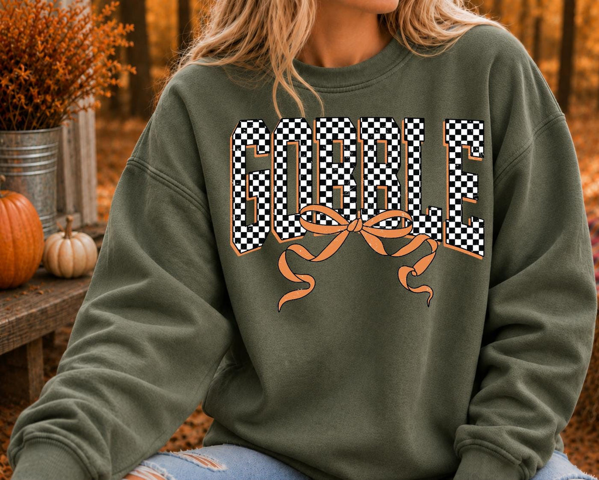 Checkered Gobble Shirt, Thanksgiving shirt, family thanksgiving