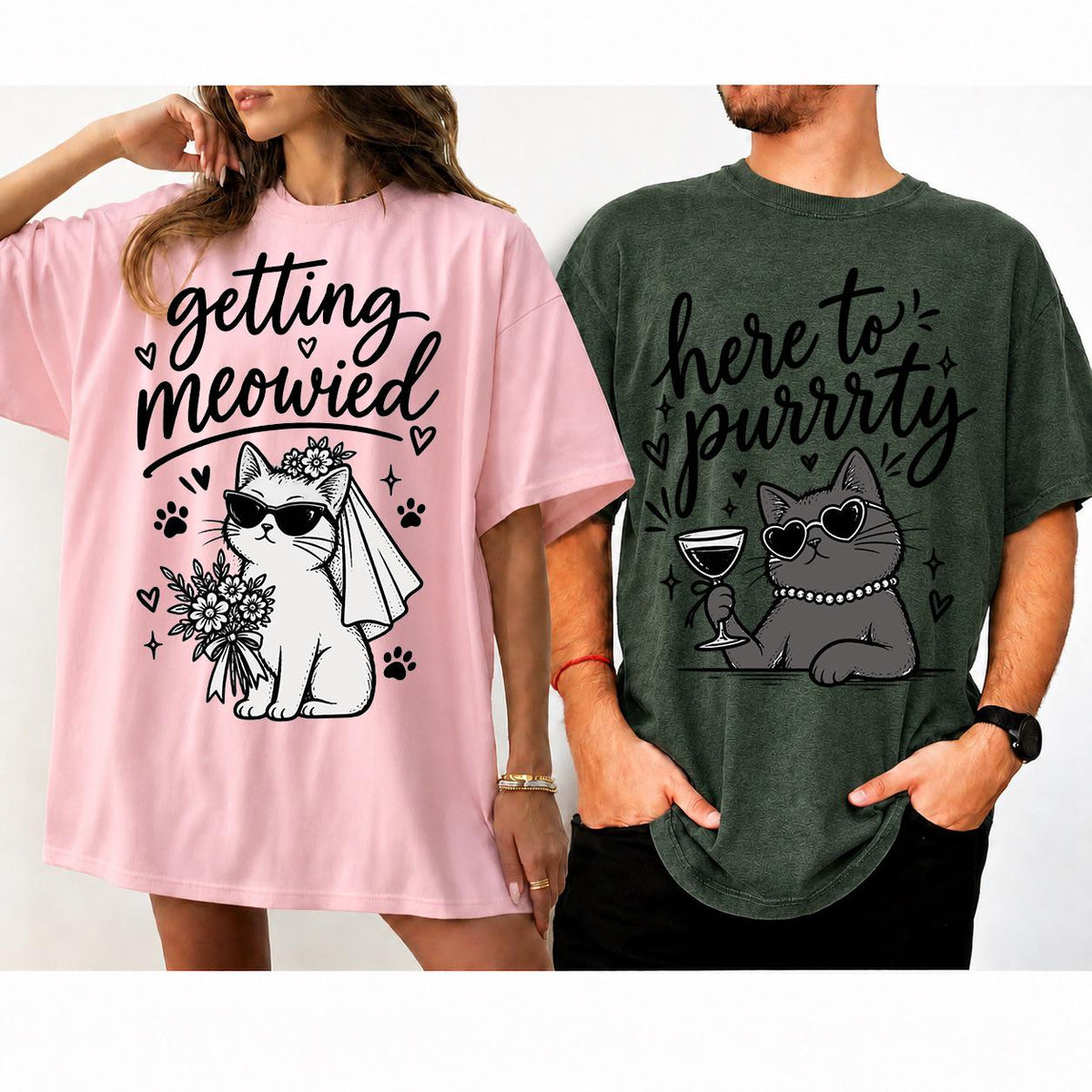Getting Meowied, Bachelorette Shirts, Here to Purrrty Cat Lover