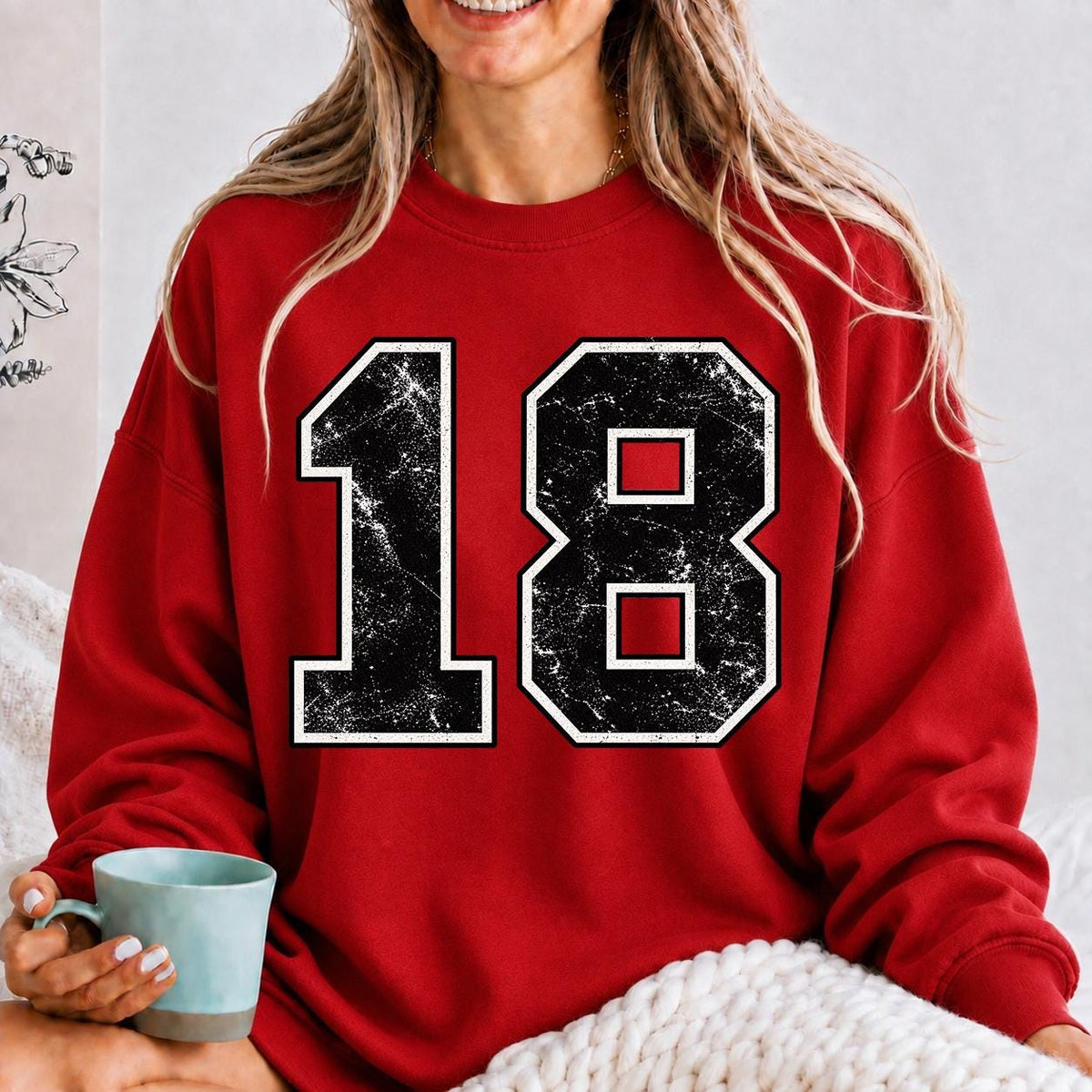 Custom Football Number Sweatshirt, Sports Number Sweatshirt