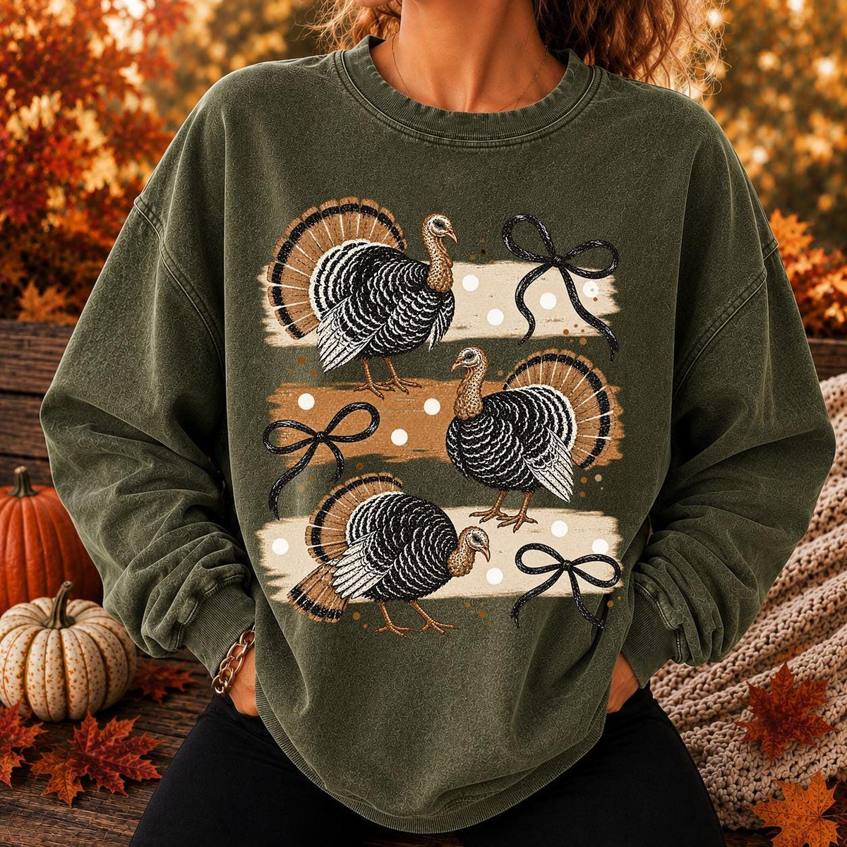 Whimsical Turkey Bow Shirt, Cute Thanksgiving Turkey Tee