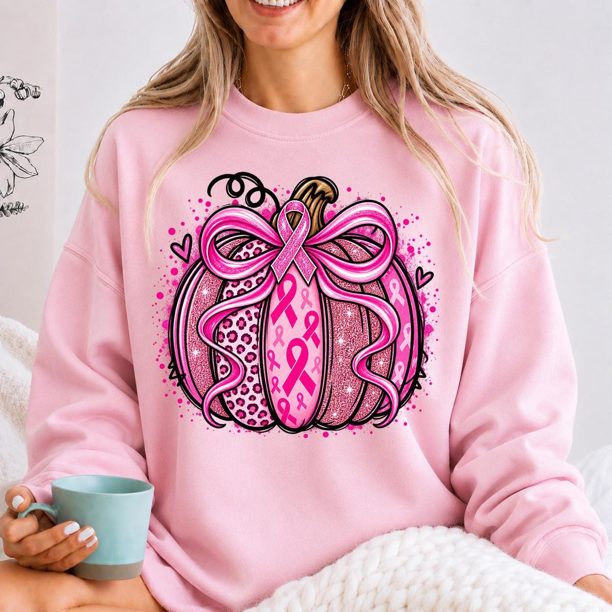 Pink Pumpkin Sweatshirt, In October We Wear Pink