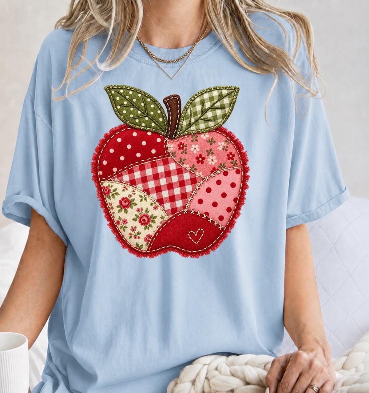 Apple Graphic Shirt, Patchwork Teacher Shirt, Spring Teacher Teams Tee