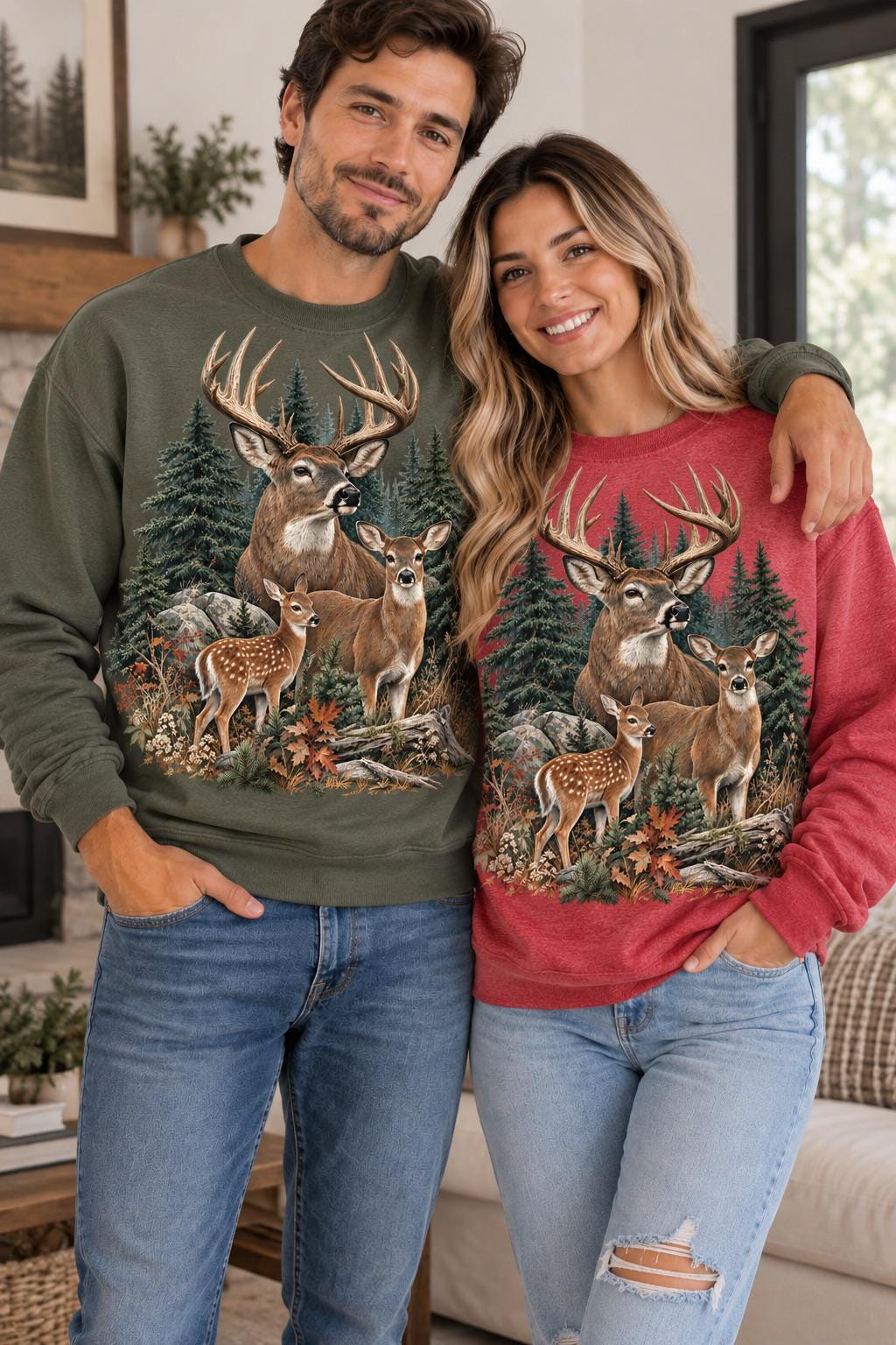 Vintage Deer Sweatshirt, 90s Cabin Pullover, Buck Sweatshirt