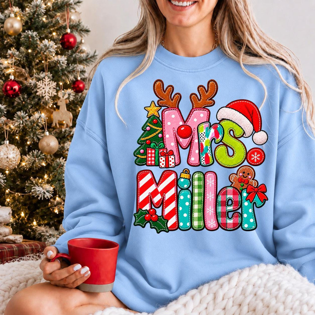 Custom Christmas Teacher Shirt, Personalized Teacher Holiday Sweatshirt