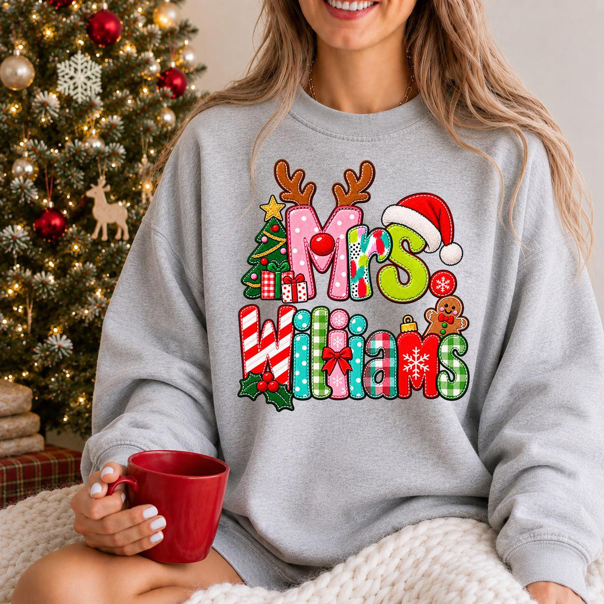 Custom Christmas Teacher Shirt, Personalized Teacher Holiday Sweatshirt