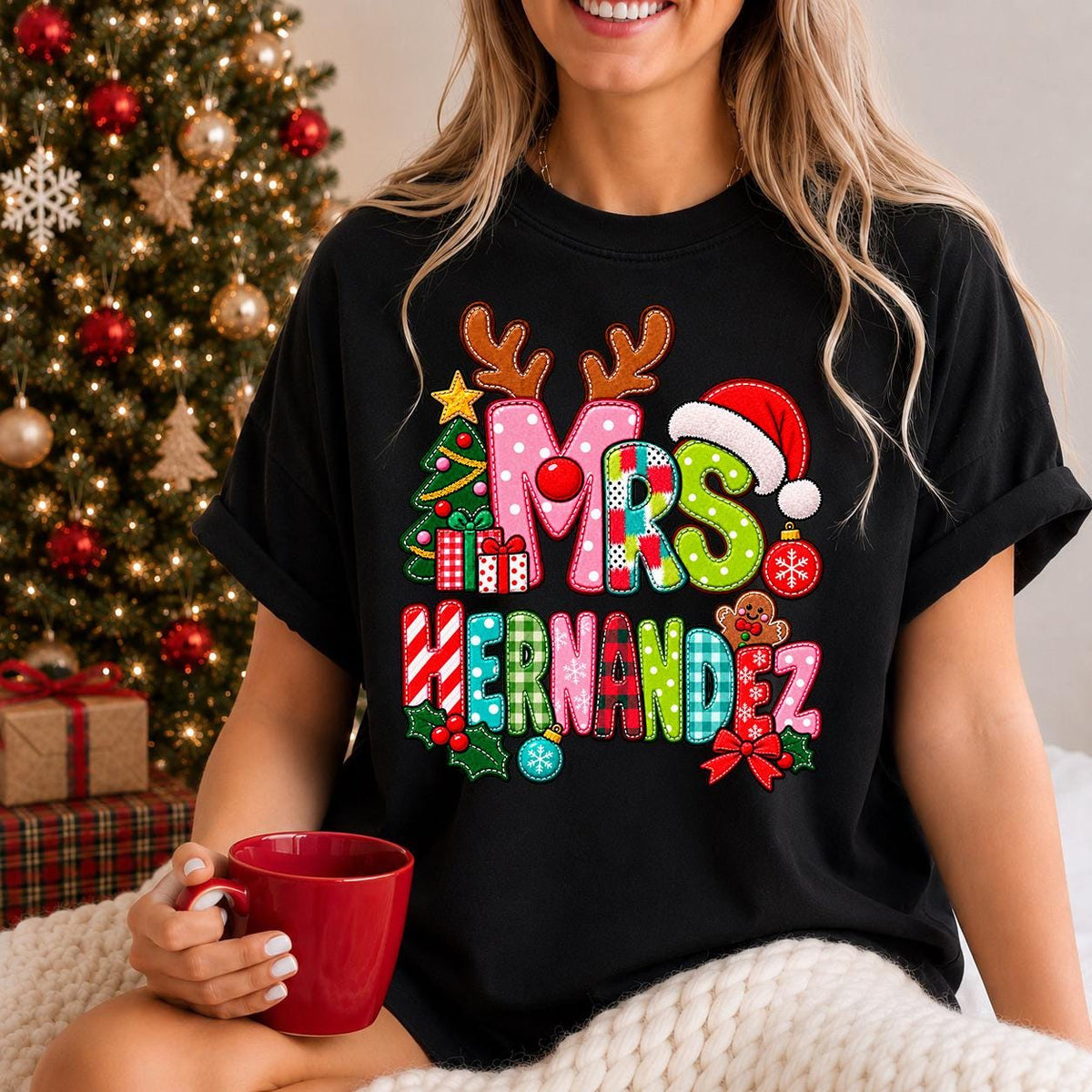Custom Christmas Teacher Shirt, Personalized Teacher Holiday Sweatshirt
