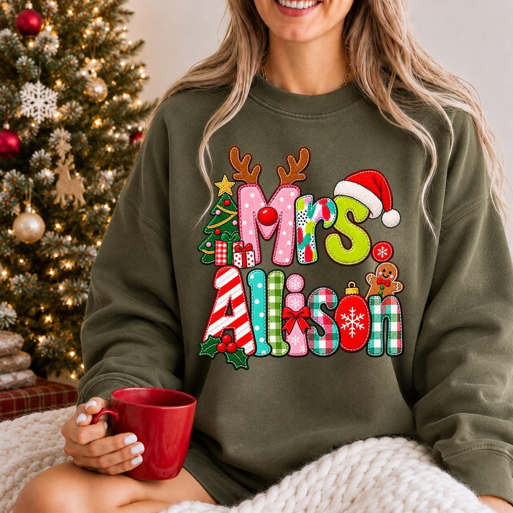 Custom Christmas Teacher Shirt, Personalized Teacher Holiday Sweatshirt