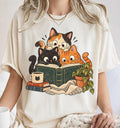 Reading Cats Shirt, Curious Reading Cats, Funny Book Lover Tee