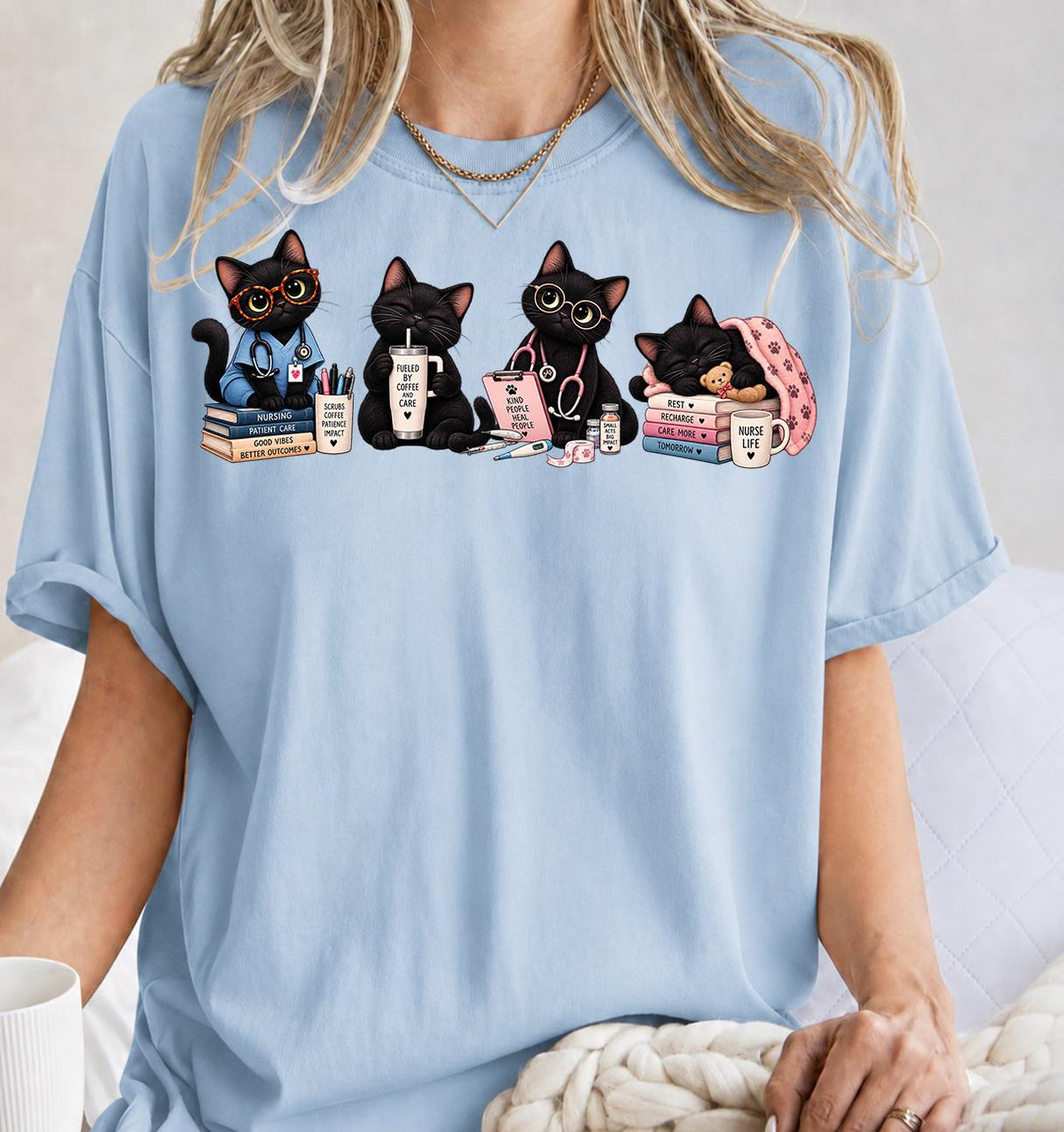 Funny Cat Nurse Shirt, Nursing Cat Shirt, Black Cat Nurse Shirt