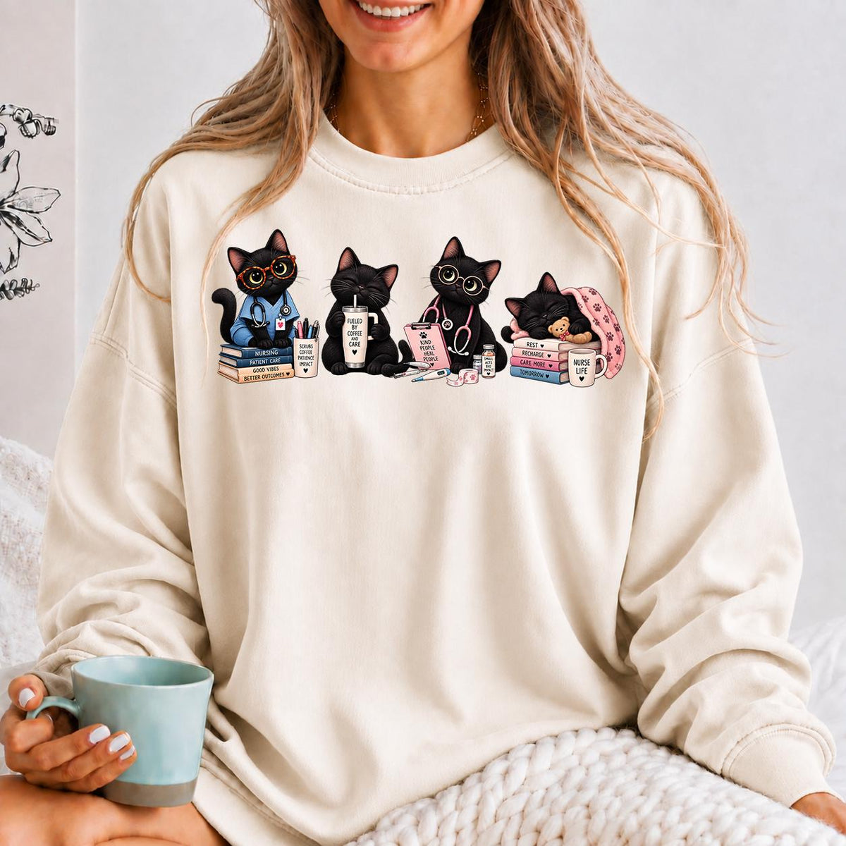 Funny Cat Nurse Shirt, Nursing Cat Shirt, Black Cat Nurse Shirt
