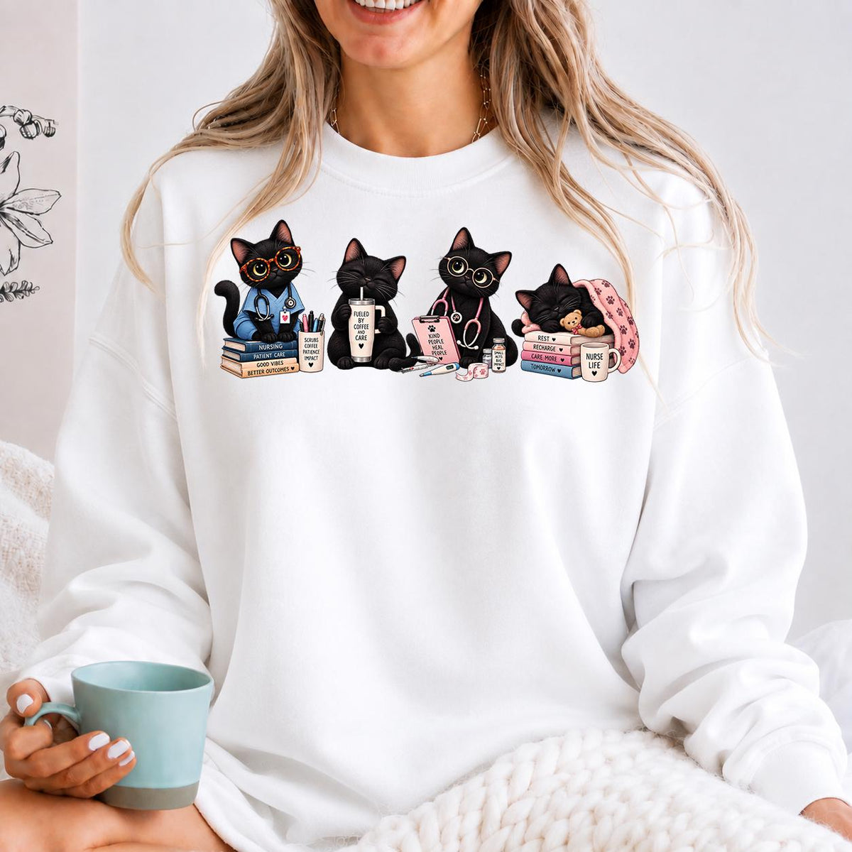 Funny Cat Nurse Shirt, Nursing Cat Shirt, Black Cat Nurse Shirt