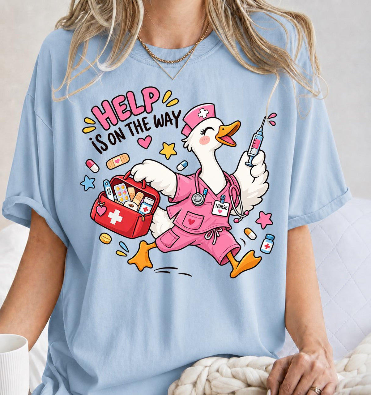 Help Is On The Way Shirt, Nurse Goose Shirt, Hospital Life RN Shirt