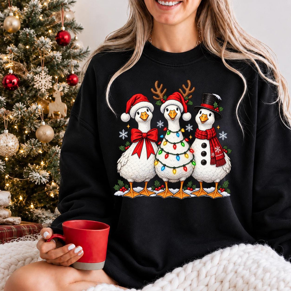 Christmas Goose Sweatshirt, Santa Goose tee, Goose Shirt