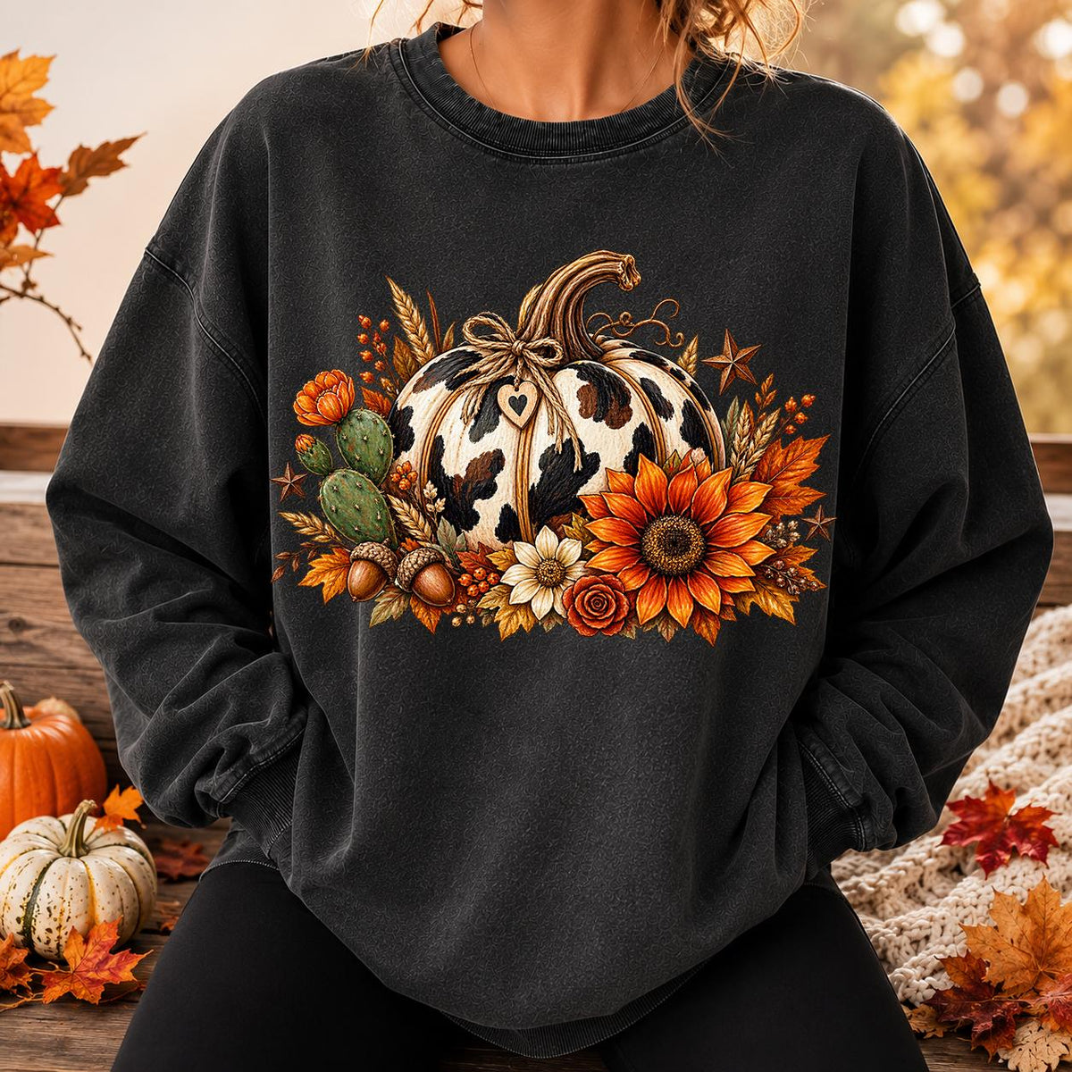 Cow Print Pumpkin, Floral Fall pumpkin, Western Autumn, Cowgirl fall Shirt