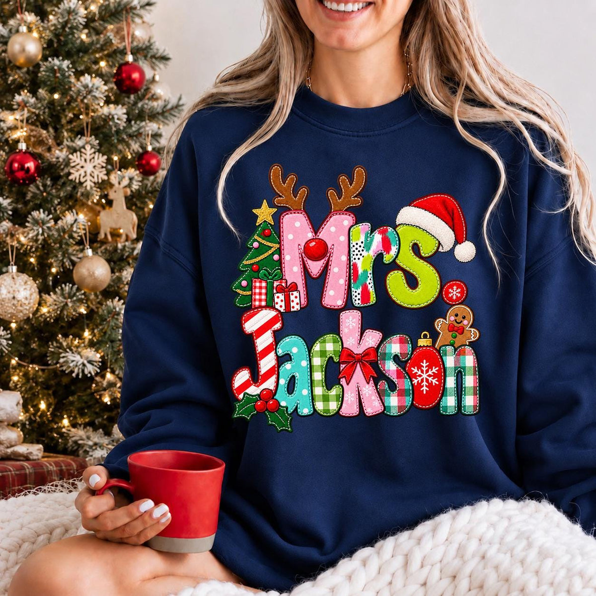 Custom Christmas Teacher Shirt, Personalized Teacher Holiday Sweatshirt