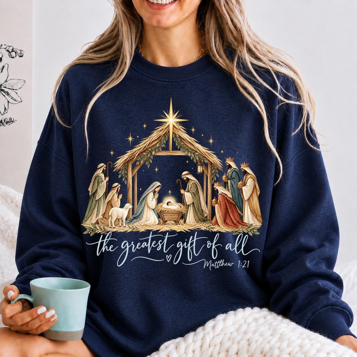 The Greatest Gift of All Sweatshirt, Nativity Scene Sweatshirt