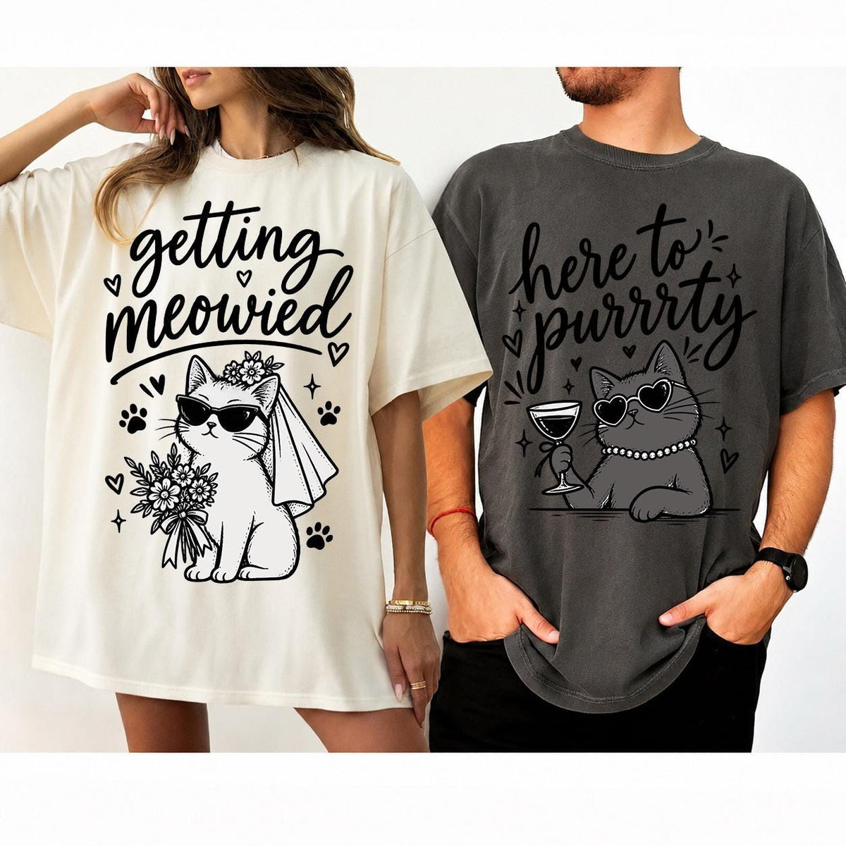 Getting Meowied, Bachelorette Shirts, Here to Purrrty Cat Lover