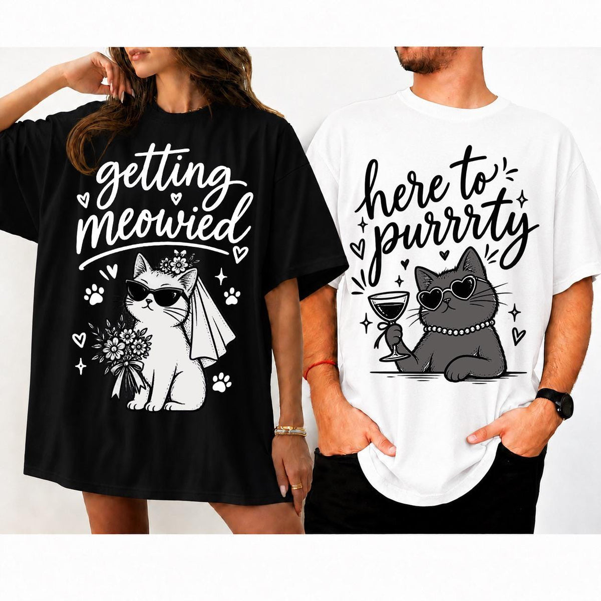 Getting Meowied, Bachelorette Shirts, Here to Purrrty Cat Lover