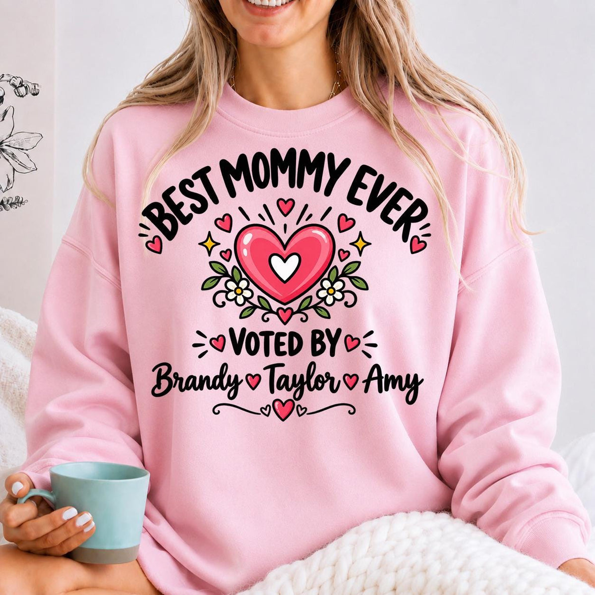 Personalized Mom with Kids Names Sweatshirt, Best Mommy Ever Crewneck