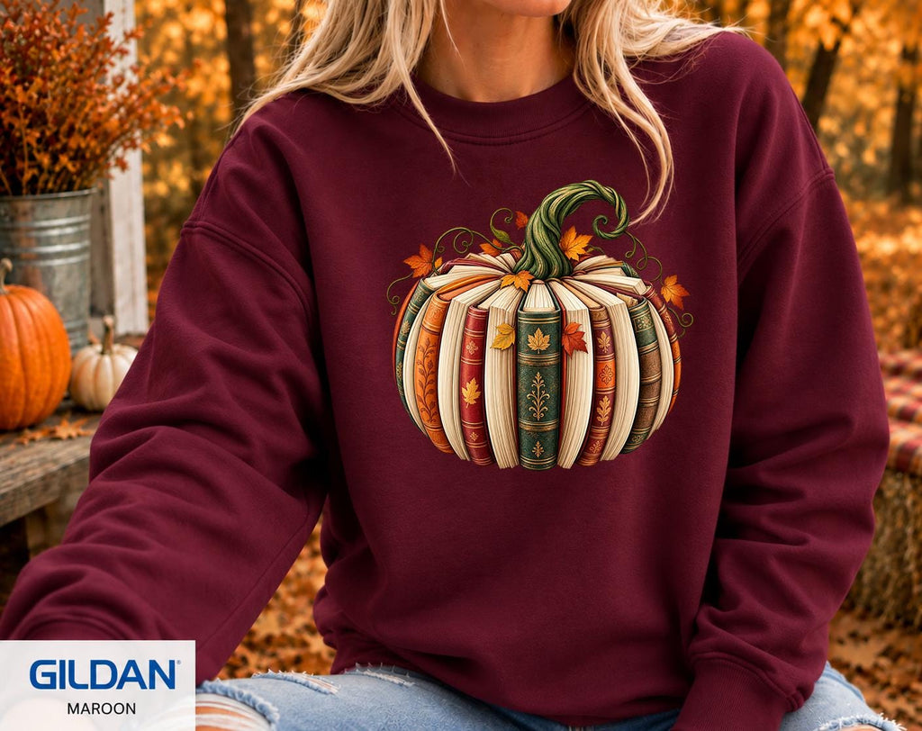 Fall Book Pumpkin Sweatshirt, Thanksgiving Book Reader, Teacher fall shirt