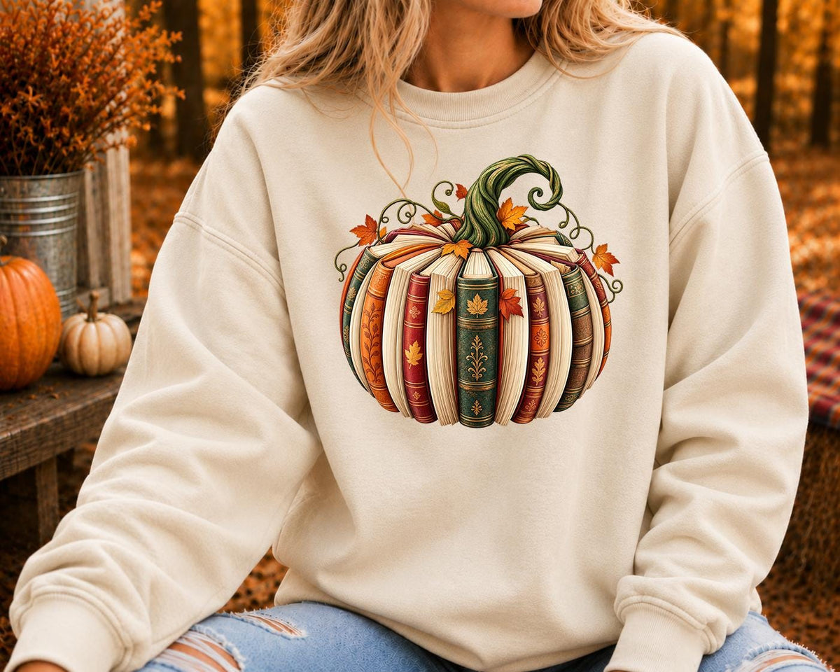Fall Book Pumpkin Sweatshirt, Thanksgiving Book Reader, Teacher fall shirt