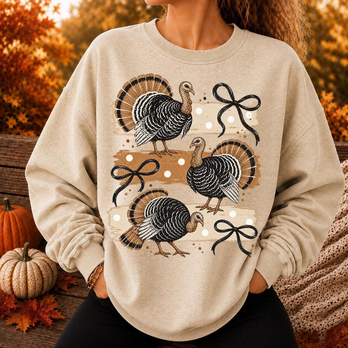 Whimsical Turkey Bow Shirt, Cute Thanksgiving Turkey Tee