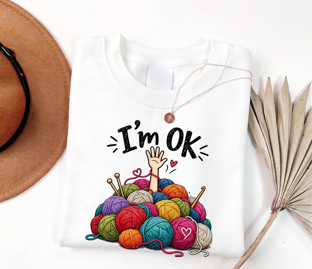 Cute Knitting Shirt, Funny Crochet Shirt, I'm OK Yarn Graphic Tee