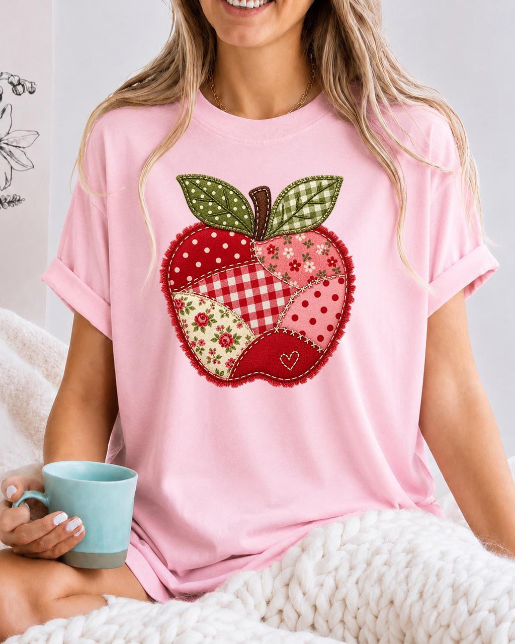 Apple Graphic Shirt, Patchwork Teacher Shirt, Spring Teacher Teams Tee