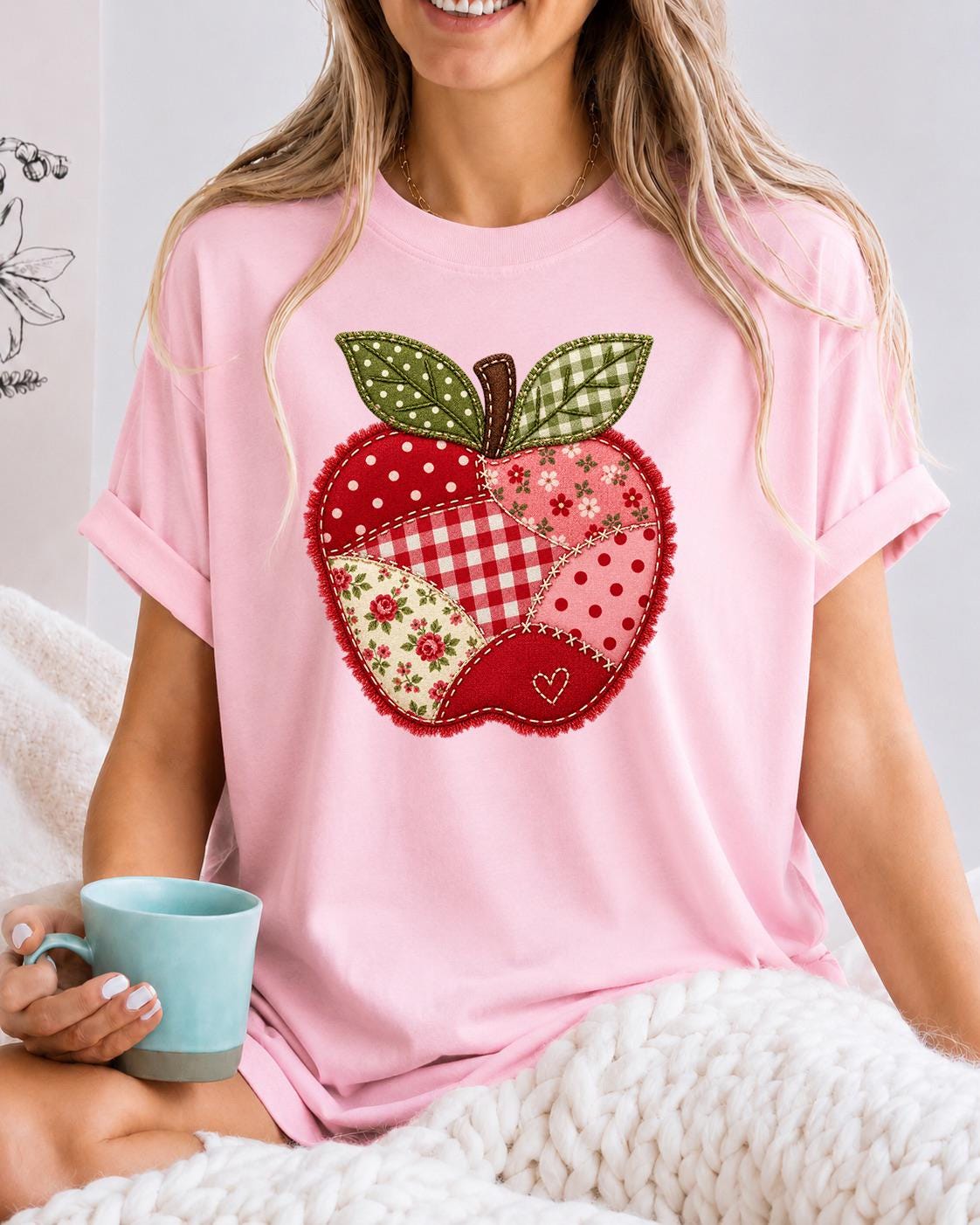 Apple Graphic Shirt, Patchwork Teacher Shirt, Spring Teacher Teams Tee