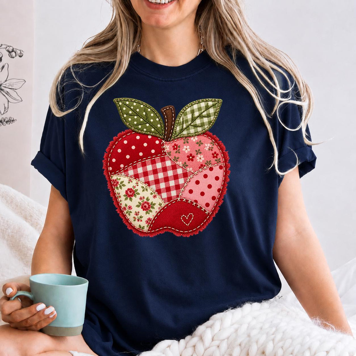 Apple Graphic Shirt, Patchwork Teacher Shirt, Spring Teacher Teams Tee