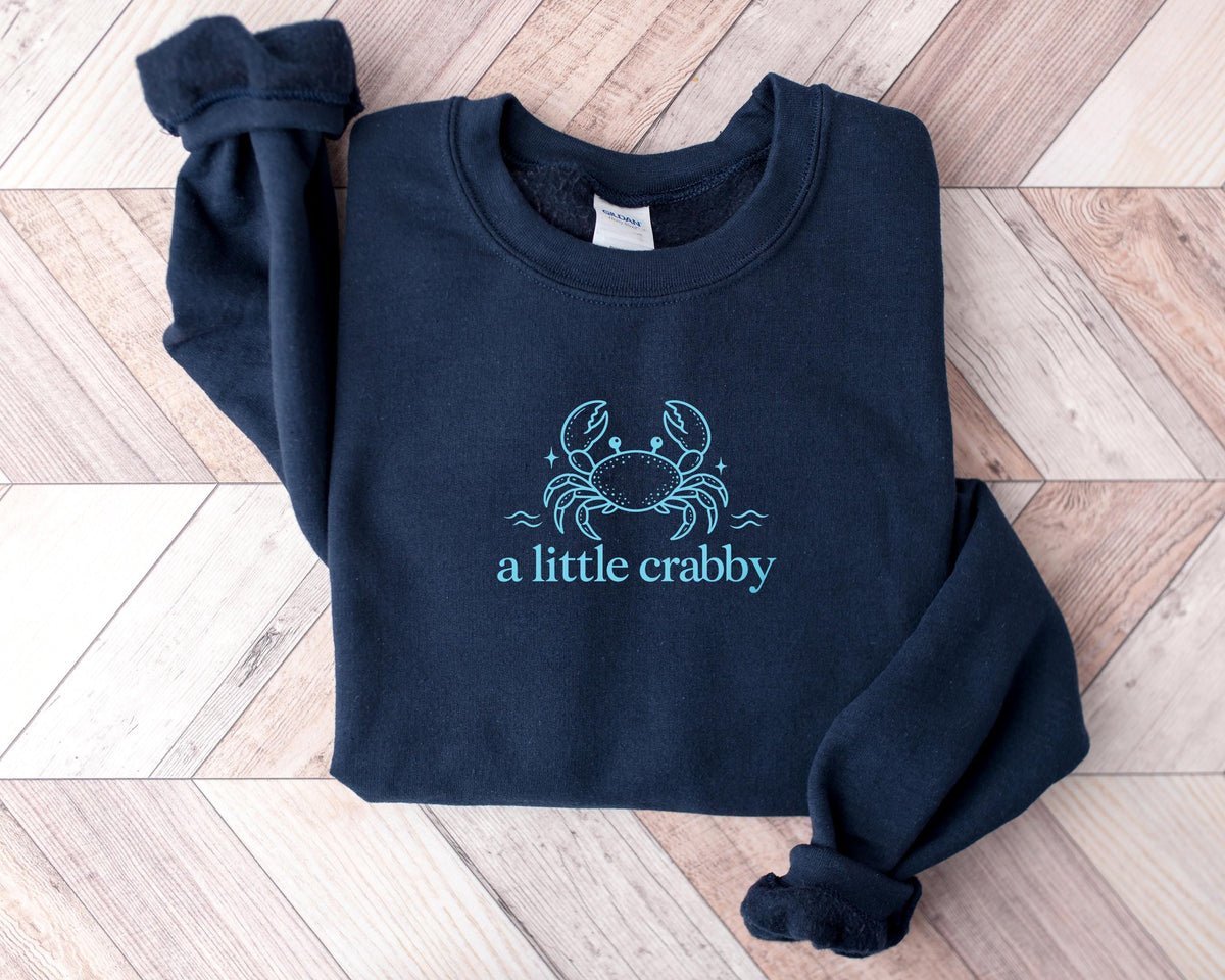 A Little Crabby Shirt, Minimalist Beach T-Shirt, Funny Crab Graphic Tee