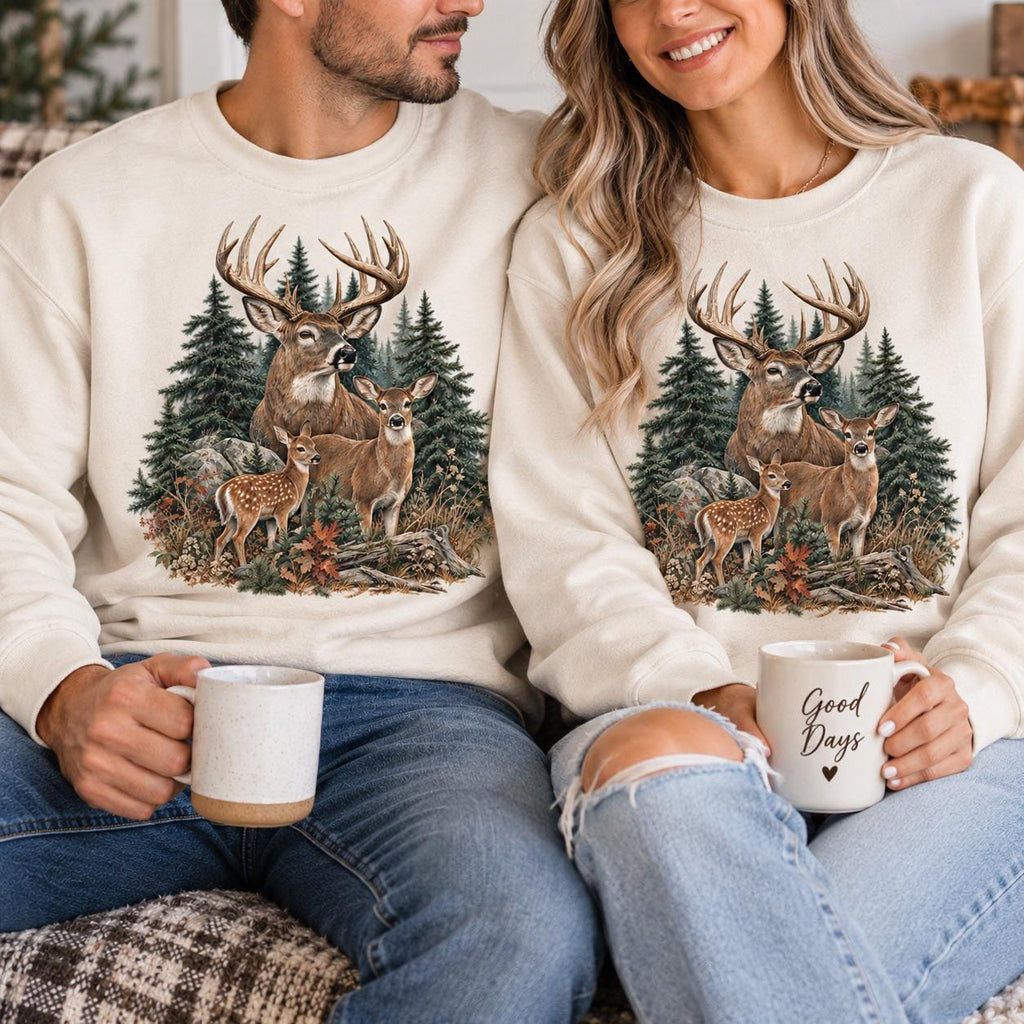 Vintage Deer Sweatshirt, 90s Cabin Pullover, Buck Sweatshirt