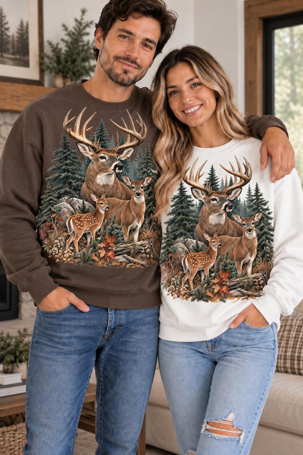 Vintage Deer Sweatshirt, 90s Cabin Pullover, Buck Sweatshirt
