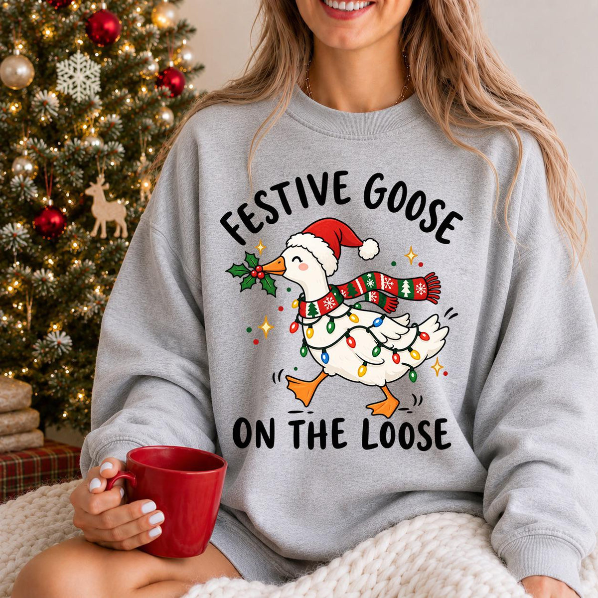 Festive Goose On The Loose Shirt, Farm Christmas shirt