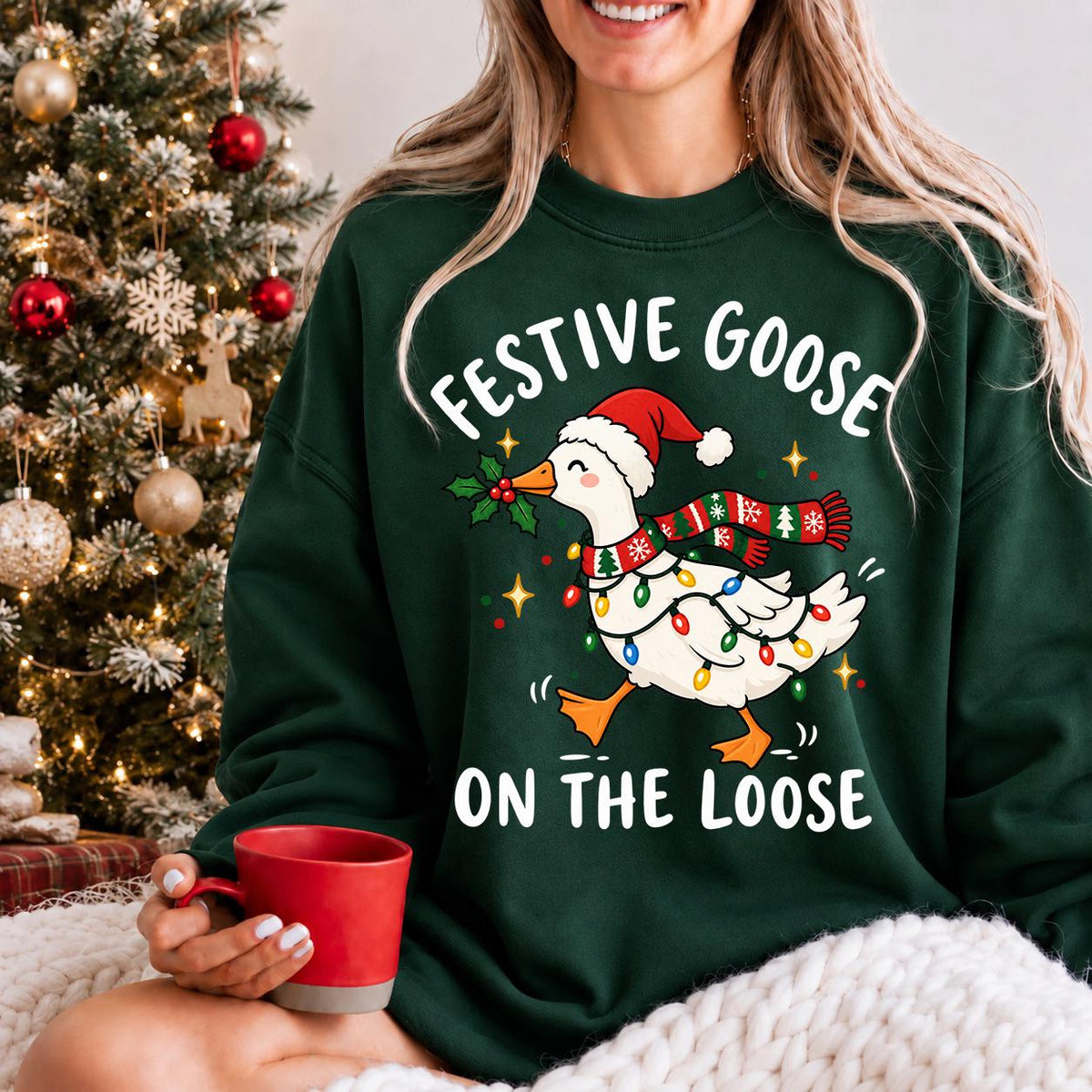Festive Goose On The Loose Shirt, Farm Christmas shirt