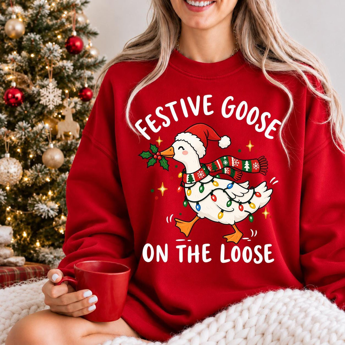 Festive Goose On The Loose Shirt, Farm Christmas shirt
