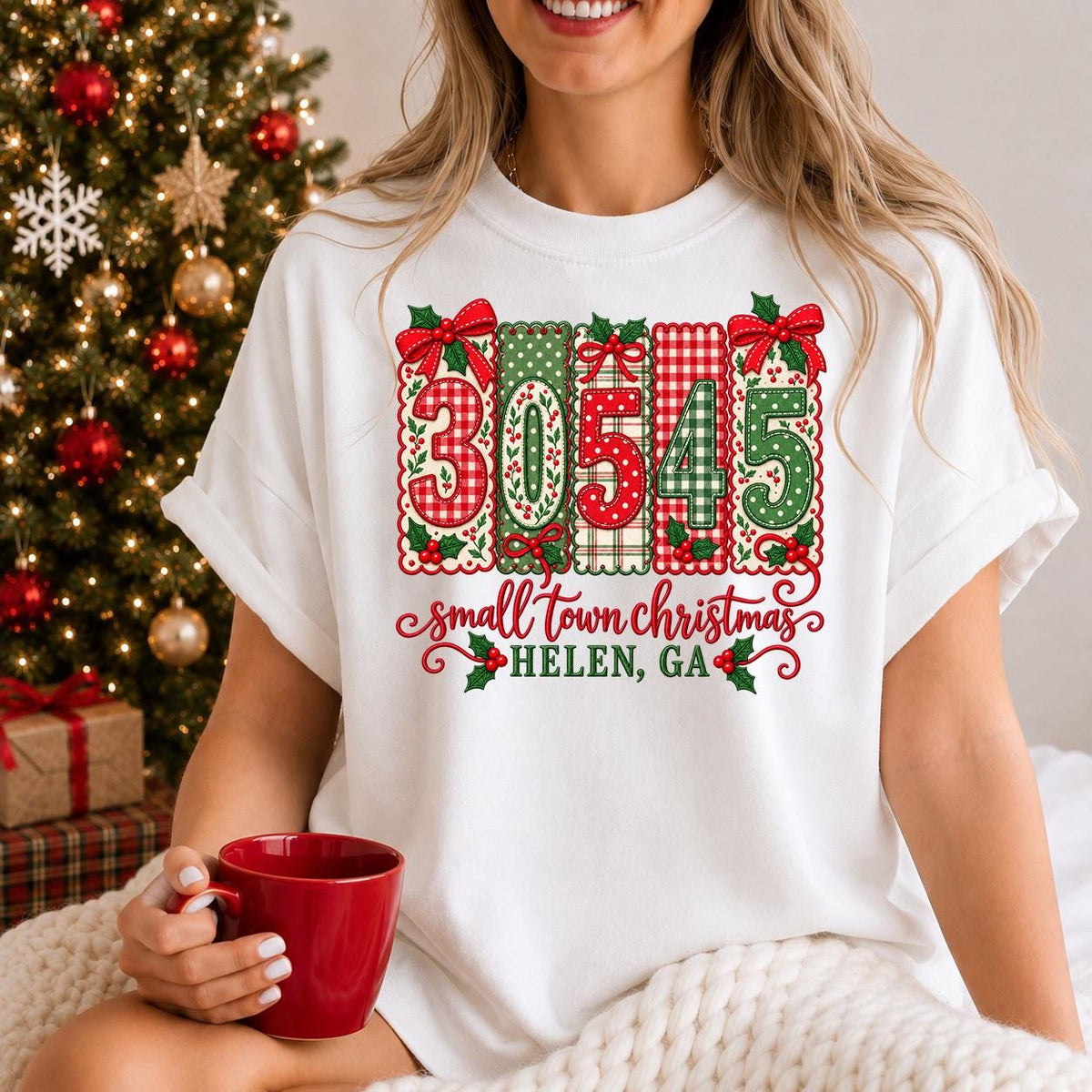 Small Town Zipcode Christmas Tee, Custom Christmas shirt