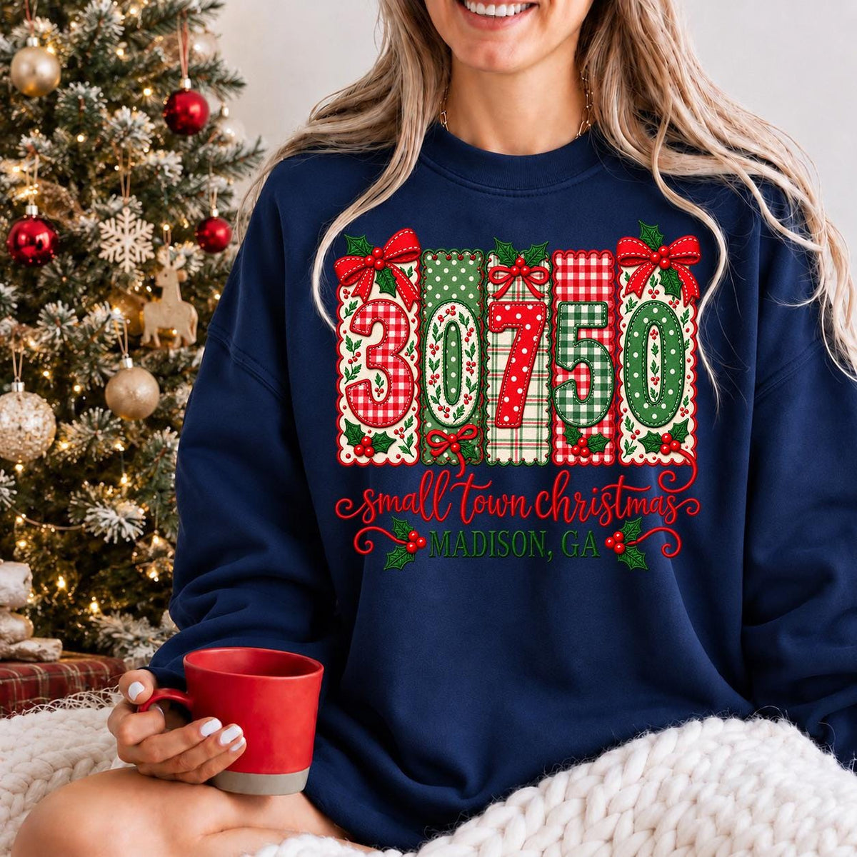 Small Town Zipcode Christmas Tee, Custom Christmas shirt
