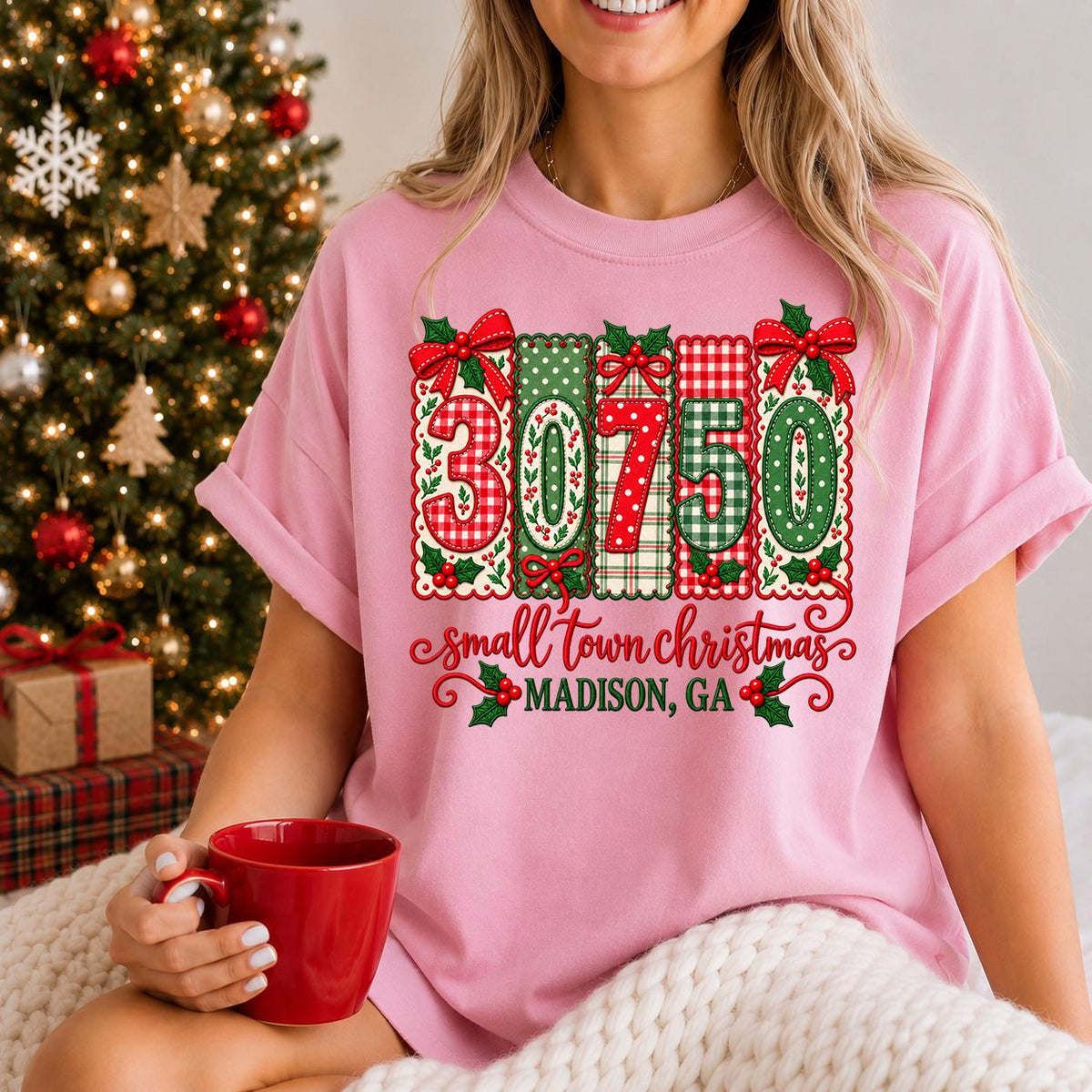 Small Town Zipcode Christmas Tee, Custom Christmas shirt