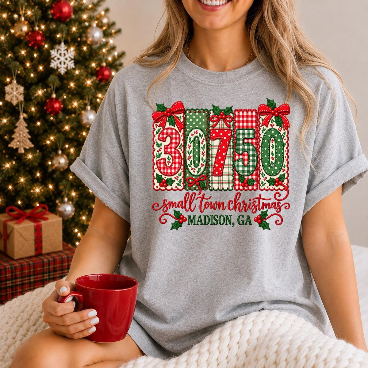 Small Town Zipcode Christmas Tee, Custom Christmas shirt