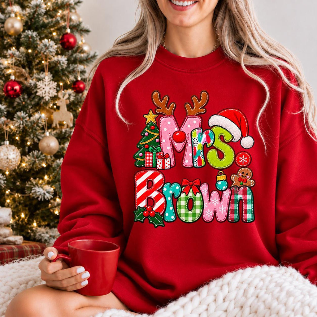 Custom Christmas Teacher Shirt, Personalized Teacher Holiday Sweatshirt