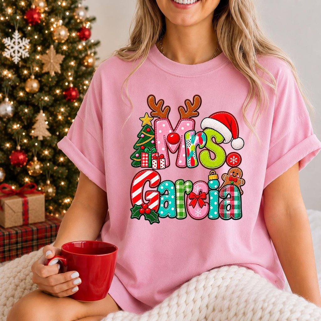 Custom Christmas Teacher Shirt, Personalized Teacher Holiday Sweatshirt