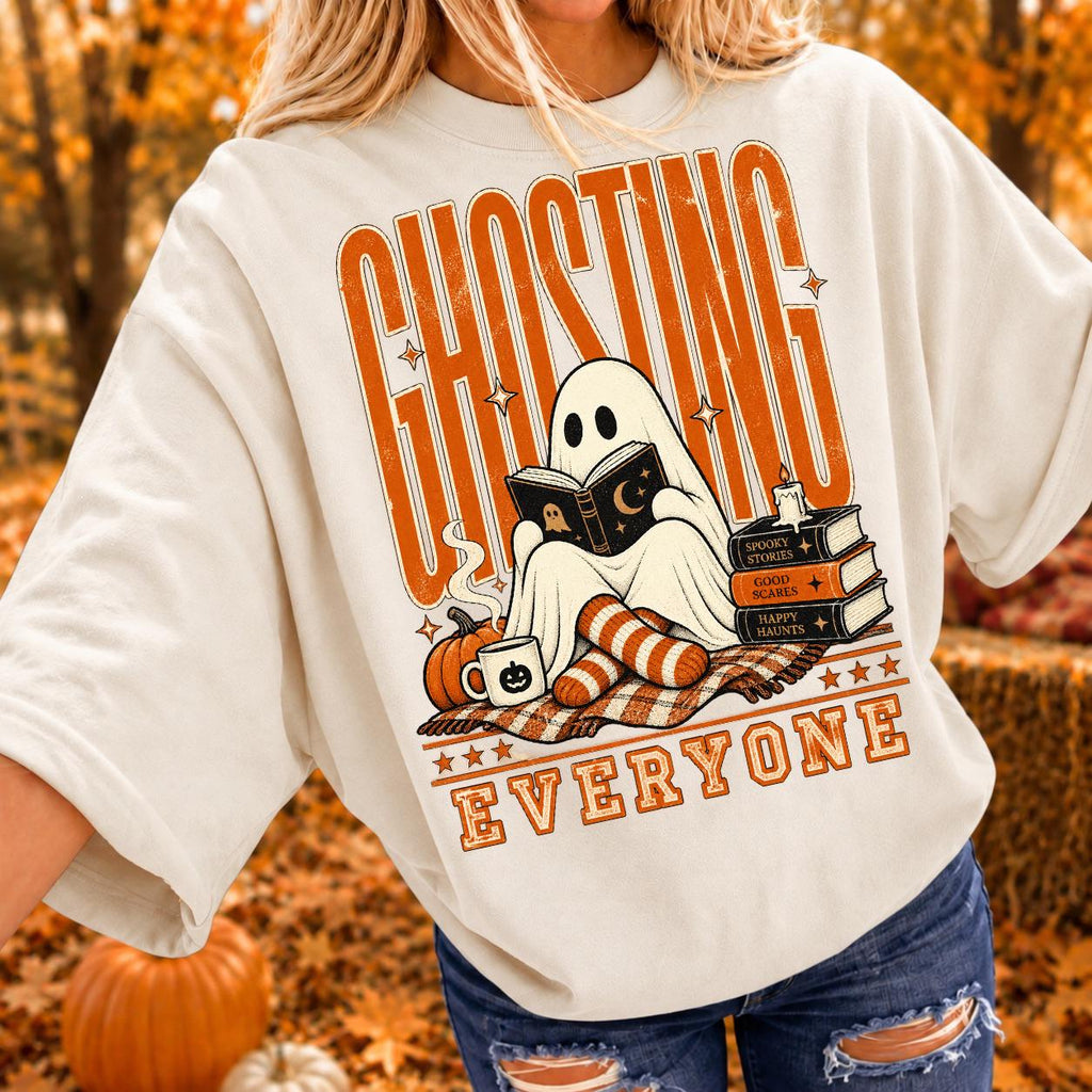 Ghosting Everyone Shirt, Halloween Book Lover Shirt, Spooky Reading Shirt