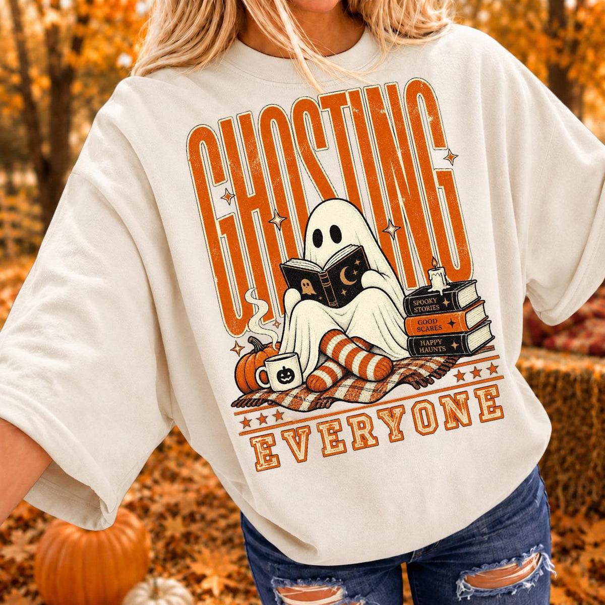 Ghosting Everyone Shirt, Halloween Book Lover Shirt, Spooky Reading Shirt