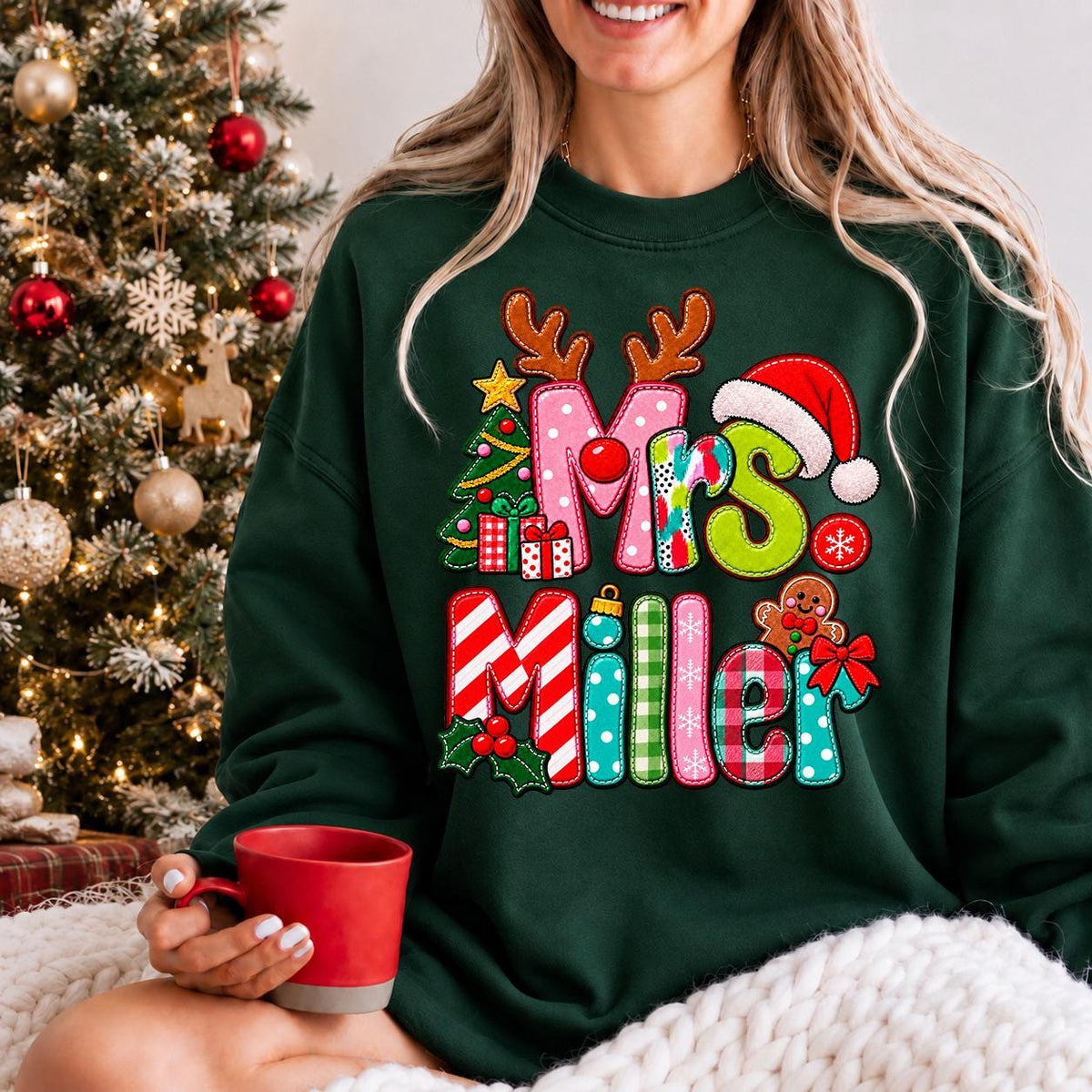 Custom Christmas Teacher Shirt, Personalized Teacher Holiday Sweatshirt