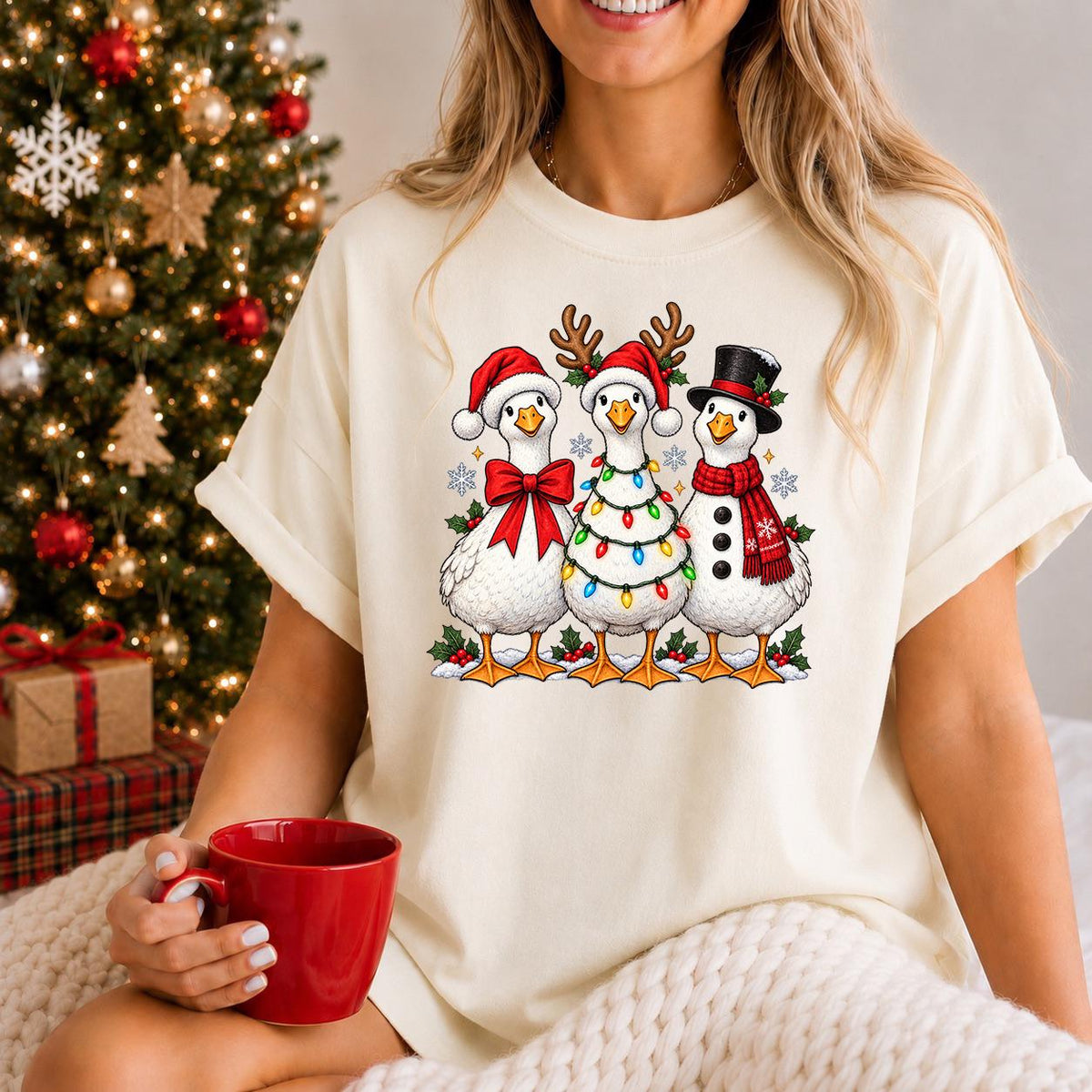 Christmas Goose Sweatshirt, Santa Goose tee, Goose Shirt