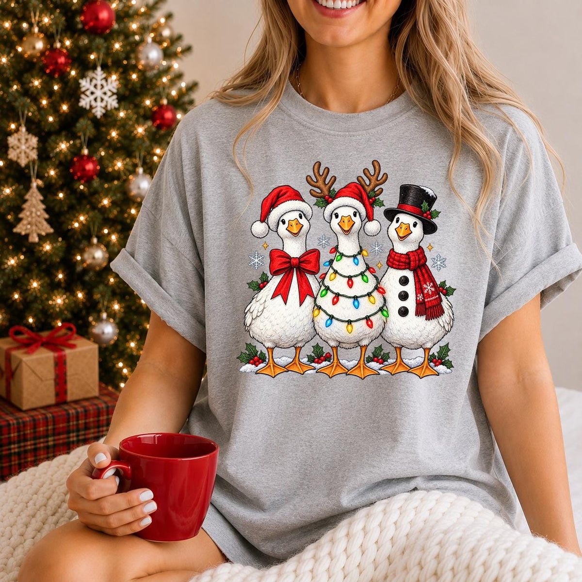 Christmas Goose Sweatshirt, Santa Goose tee, Goose Shirt