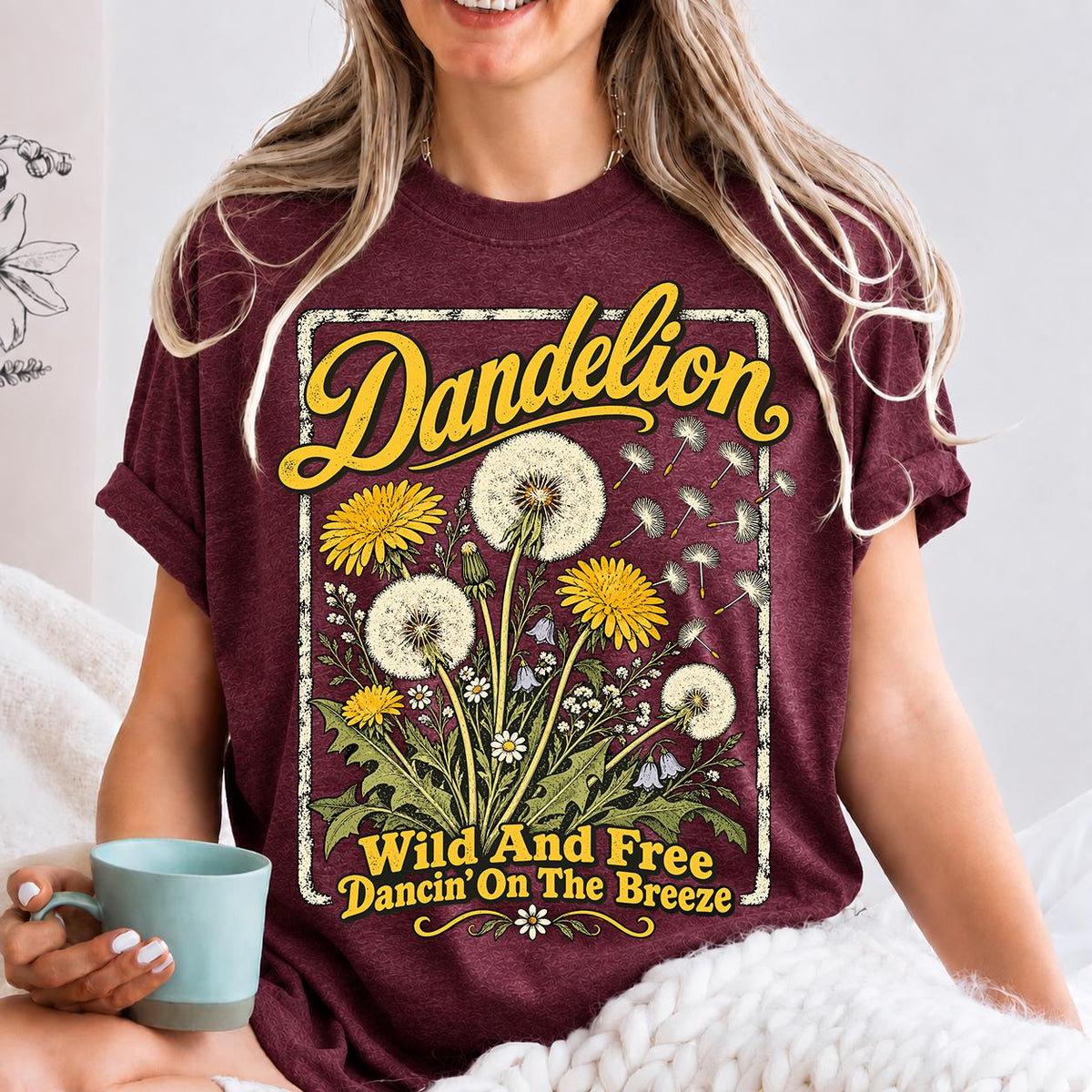 Dandelion Shirt, Botanical Wildflower Tee, Boho Floral Garden Plant Mom Top