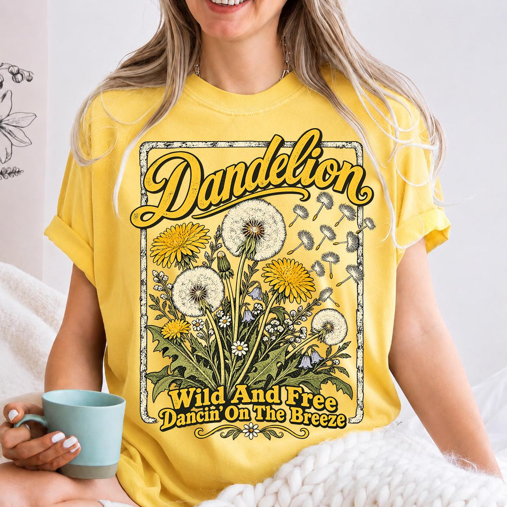 Dandelion Shirt, Botanical Wildflower Tee, Boho Floral Garden Plant Mom Top